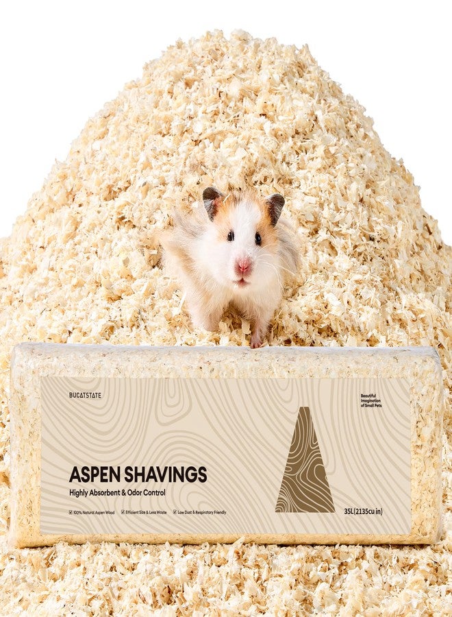 BUCATSTATE 35L Aspen Bedding, 100% Natural Hamster Bedding Odor Control, Low-Dust Small Animal Bedding for Guinea Pigs, Gerbils, Syrian Hamsters, Chinchillas, Snakes & Lizards - Image 1